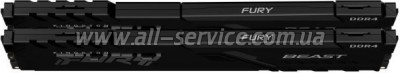     DDR4 16GB (2x8GB) 3200 MHz Fury Beast Black Kingston Fury (ex.HyperX) (KF432C16BBK2/16)
