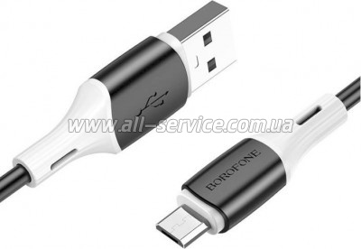 ���� ������ USB 2.0 AM to Micro 5P 1.0m 2.4A silicone BX79 white BOROFONE (6974443384772)