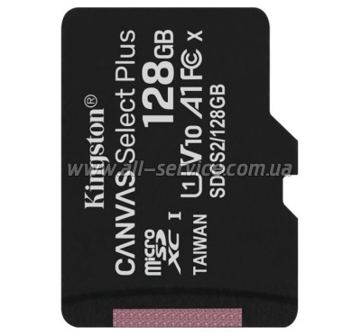   Kingston 128GB microSDXC Canvas Select Plus 100R A1 C10 + SD  (SDCS2/128GB)