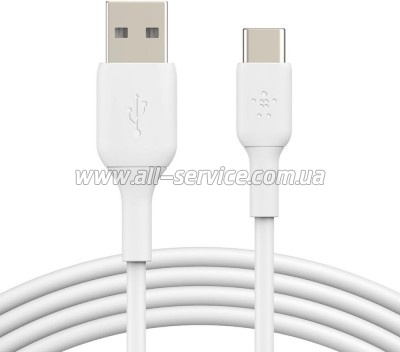���� ������ USB 2.0 AM to USB-C 2.0m PVC white Belkin (CAB001BT2MWH)