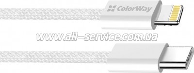 ���� ������ USB-C to Lightning 2.0m PD 27W braided gray ColorWay (CW-CBPDCL068-GR)
