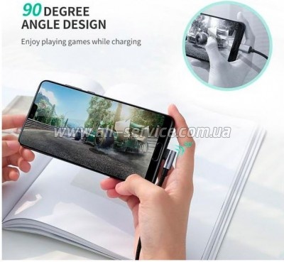 ���� ������ USB 2.0 AM to USB-C 3.0m 3A US284 90� corner black Ugreen (70255)