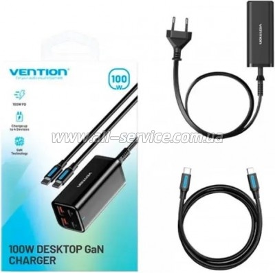 �������� ������� Vention 4xUSB 100W Black (FBSBG-EU)