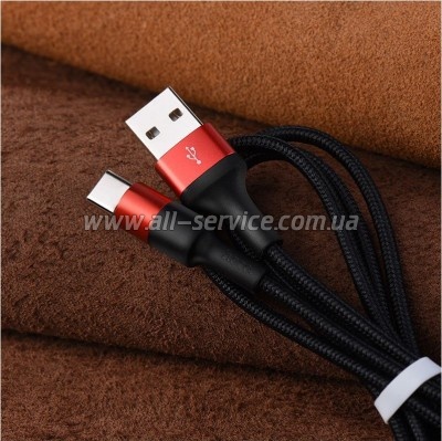 ���� ������ USB 2.0 AM to USB-C 1.0m 2A 18W nylon X26 black+red HOCO (6957531080251)