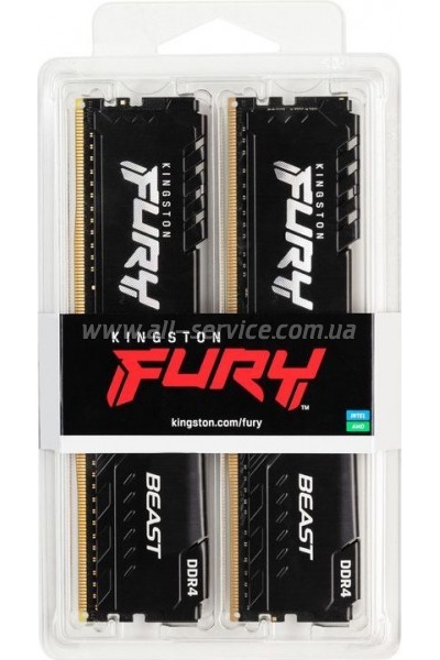 ������ ������ ��� ���������� DDR4 64GB (2x32GB) 3600 MHz Fury Beast Black Kingston Fury (ex.HyperX) (KF436C18BBK2/64)