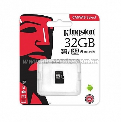   32GB Kingston microSDHC C10 UHS-I (SDCS/32GBSP)