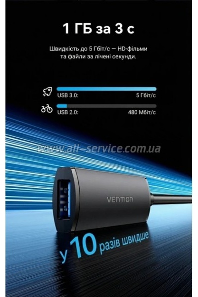 ���� ������ USB 3.0 AM/AF 5.0m Active black Vention (CBMBJ)
