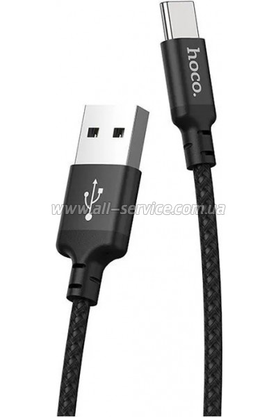 ���� ������ USB 2.0 AM to USB-C 2.0m 2A nylon X14 black HOCO (6957531062929)