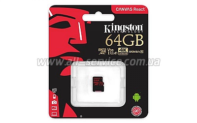 ����� ������ 64GB Kingston microSDXC C10 UHS-I U3 (SDCR/64GBSP)