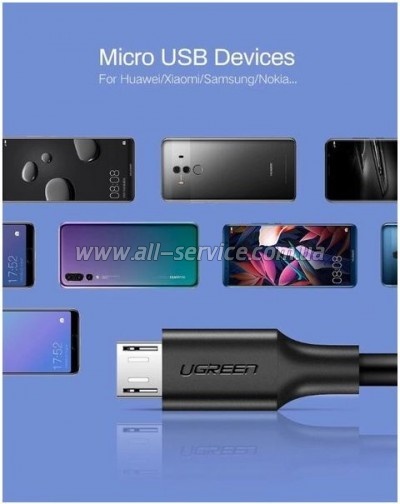 ���� ������ USB 2.0 AM to Micro 5P 1.0m US289 Black Ugreen (60136)