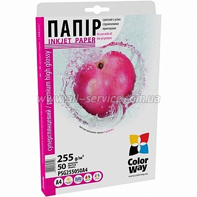 Фотобумага Colorway суперглянцевая 255г/м, A4 PSG255-50 (PSG255050A4) Фотобумага Colorway суперглянцевая 255г/м, A4 PSG255-50 (PSG255050A4)