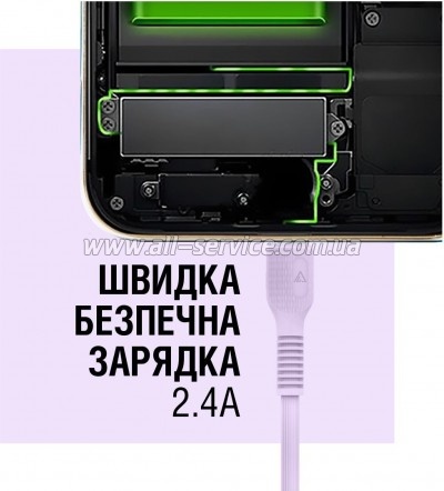 ���� ������ USB 2.0 AM to USB-C 1.2m Purple ACCLAB (1283126518270)