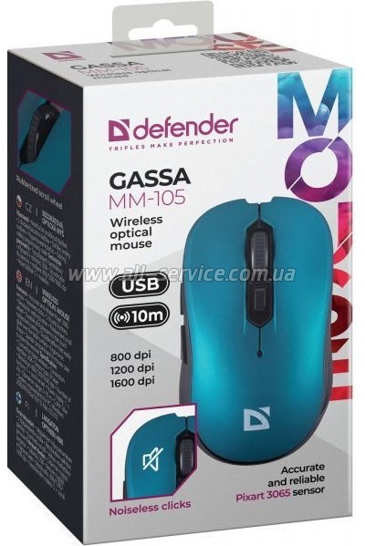  Defender Gassa MM-105 Wireless Turquoise (52102)