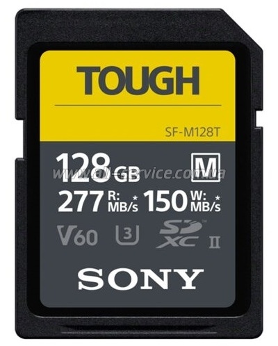   Sony 128GB SDXC C10 UHS-II U3 V60 R277/W150MB/s Tough (SFM128T.SYM)