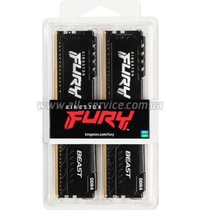     DDR4 16GB (2x8GB) 3200 MHz Fury Beast Black Kingston Fury (ex.HyperX) (KF432C16BBK2/16)