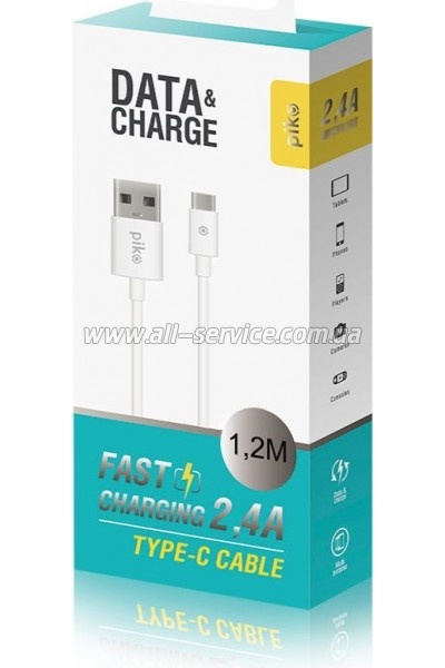���� ������ USB 2.0 AM to USB-C 1.2m White Piko (1283126477522)