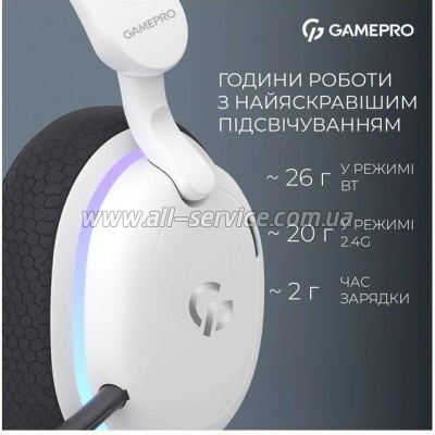  GamePro Asgard Bragi 7.1 RGB Tri-Mod White (HSW250W)