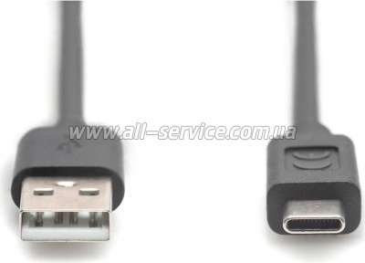���� ������ USB 2.0 AM to USB-C 3.0m black Digitus (AK-300148-030-S)
