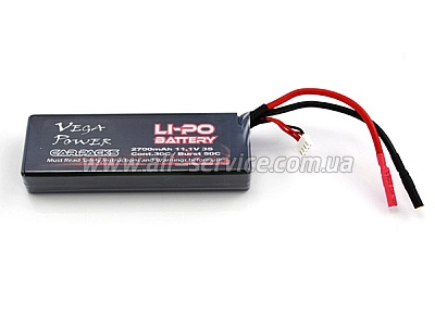 Li-Po Battery (11.1V 2700mAh 3S 25C) w/Banana Plug Li-Po Battery (11.1V 2700mAh 3S 25C) w/Banana Plug