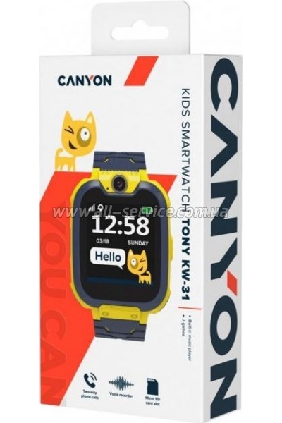 - Canyon CNE-KW31YB Kids smartwatch Tony, Yellow-Grey (CNE-KW31YB)