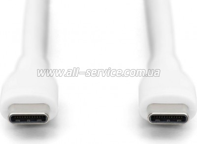 ���� ������ USB-C to USB-C 1.0m USB 2.0 60W silicone white Digitus (AK-300341-010-W)
