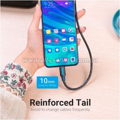 ���� ������ USB 2.0 AM to USB-C 0.5m 5.0A 25W PVC black Vention (CORBD)