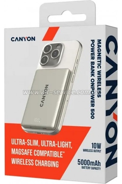 ������� ������������� Canyon 5000mAh OnPower 500 PD 20W Magnetic MagSafe Grey (CNS-CPB500G)