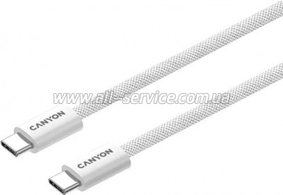 ���� ������ USB-C to USB-C 1.0m 60W Magnet Braided White Canyon (CND-CCMG60AB15W)