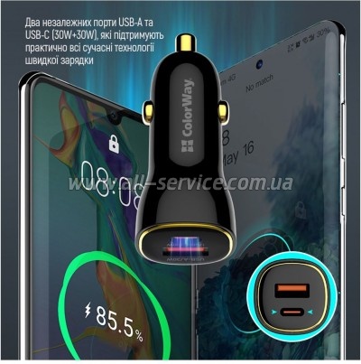 �������� ���������� ColorWay PowerDelivery PPS USB USB-A + USB-C Black (CW-CHA046PD-BK)