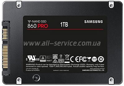SSD  Samsung 860 PRO 1TB 2.5" SATA V-NAND 3D MLC (MZ-76P1T0BW)