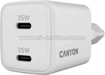�������� ������� Canyon CU35CC GaN 35W 2xPD EU White (CNS-CUW35CC)