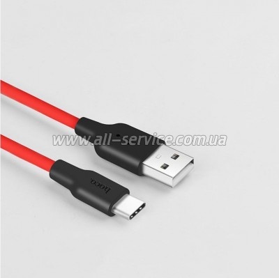 ���� ������ USB 2.0 AM to USB-C 1.0m 2A silicone X21 black + red HOCO (6957531071419)