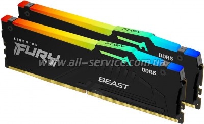     DDR5 64GB (2x32GB) 6000 MHz Beast RGB Kingston Fury (ex.HyperX) (KF560C30BBAK2-64)