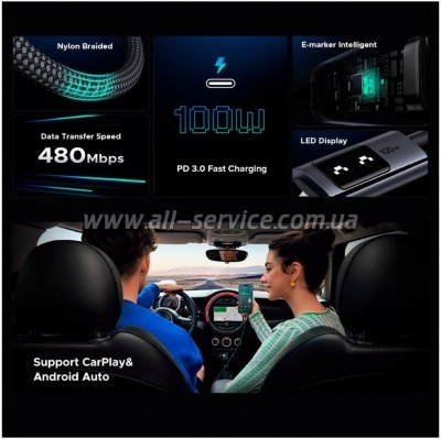 ���� ������ USB-C to USB-C 1.0m PD 100W L509 black Ugreen (35501)