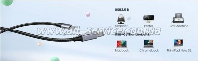 ������ ��� �������� USB-C 2.0 to BM 1.0m black Ugreen (45034)