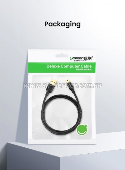 ���� ������ USB 2.0 AM to Mini 5P 2.0m US132 black Ugreen (30472)