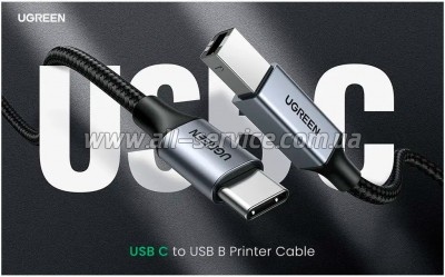 ������ ��� �������� USB-C 2.0 to BM 1.0m black Ugreen (45034)