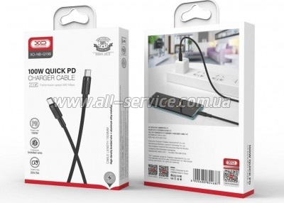 ���� ������ USB-C to USB-C 1.0m 100W braided black XO (NBQ199_�_Black)