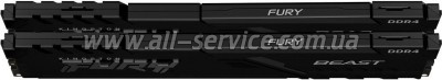 ������ ������ ��� ���������� DDR4 64GB (2x32GB) 3600 MHz Fury Beast Black Kingston Fury (ex.HyperX) (KF436C18BBK2/64)