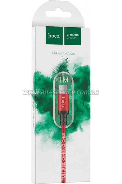 ���� ������ USB 2.0 AM to Micro 5P 1.0m X14 red HOCO (6957531062851)