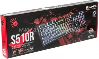 A4Tech Bloody S510R RGB BLMS Switch Red USB Pudding Black (Bloody S510R Pudding Black)