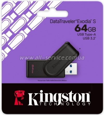  Kingston 64GB DataTraveler Exodia S Black USB 3.2 (DTXS/64GB)