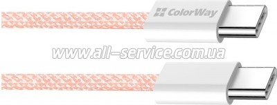 ���� ������ ColorWay USB-C to USB-C 1.0m 60W 3.0� pink (CW-CBPDCC061-P)