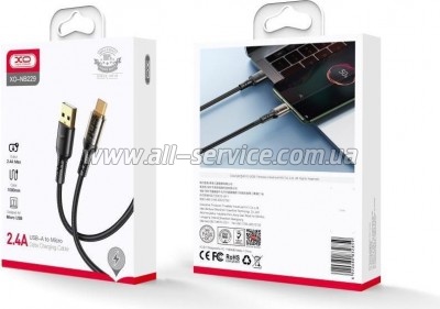 ���� ������ USB 2.0 AM to Micro 5P 1.0m 2.4A black XO (NB229-M-1-BK)