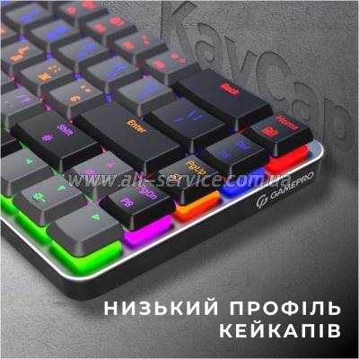  GamePro MK122R Red Swich Low Profile Wireless Dark Gray (MK122R)
