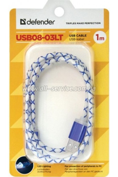   Defender USB 2.0 AM to Micro 5P 1.0m BlueLED backlight (87555)