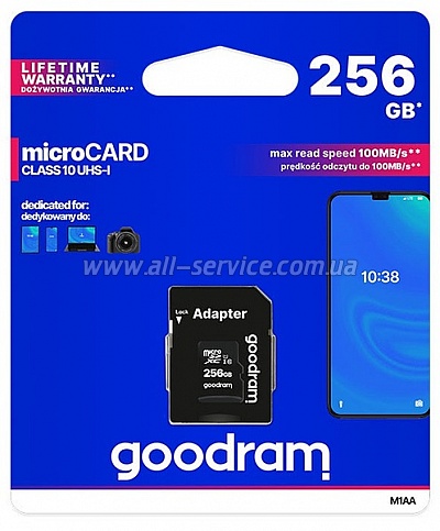   Goodram microSDXC 256GB lass 10 UHS-I (M1AA-2560R12)