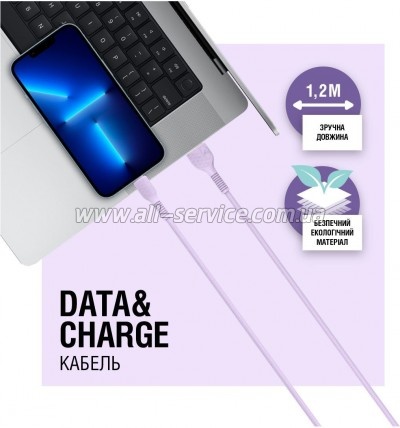 ���� ������ USB 2.0 AM to USB-C 1.2m Purple ACCLAB (1283126518270)
