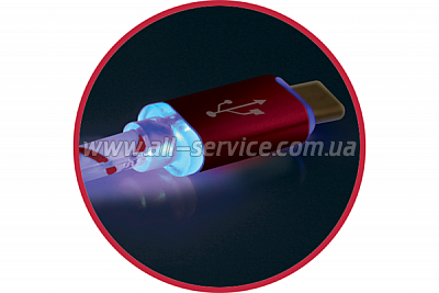  DEFENDER USB08-03LT USB(AM)-MicroBM RedLED backlight 1m (87556)