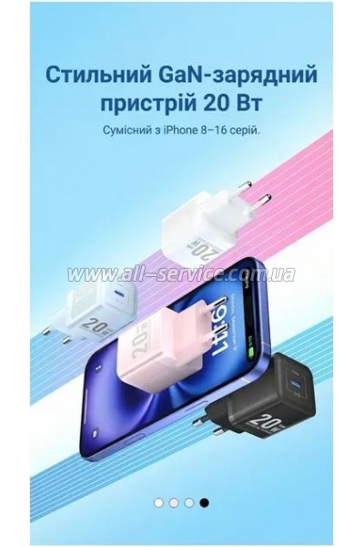 �������� ������� Vention USB-C PD20W GaN black (FEPB0-EU)